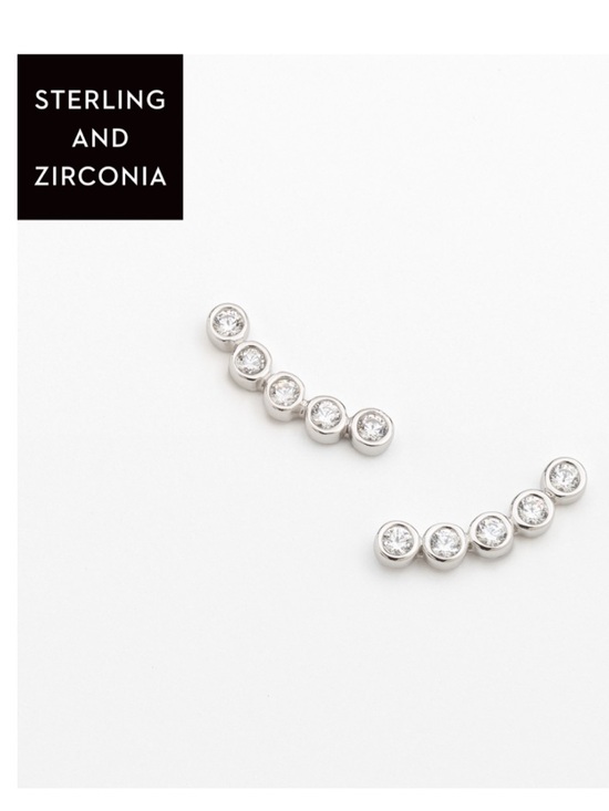 Touchstone Crystal Jewelry - Touchstone Crystal Sterling Silver Clear Zirconia Ear Climbers